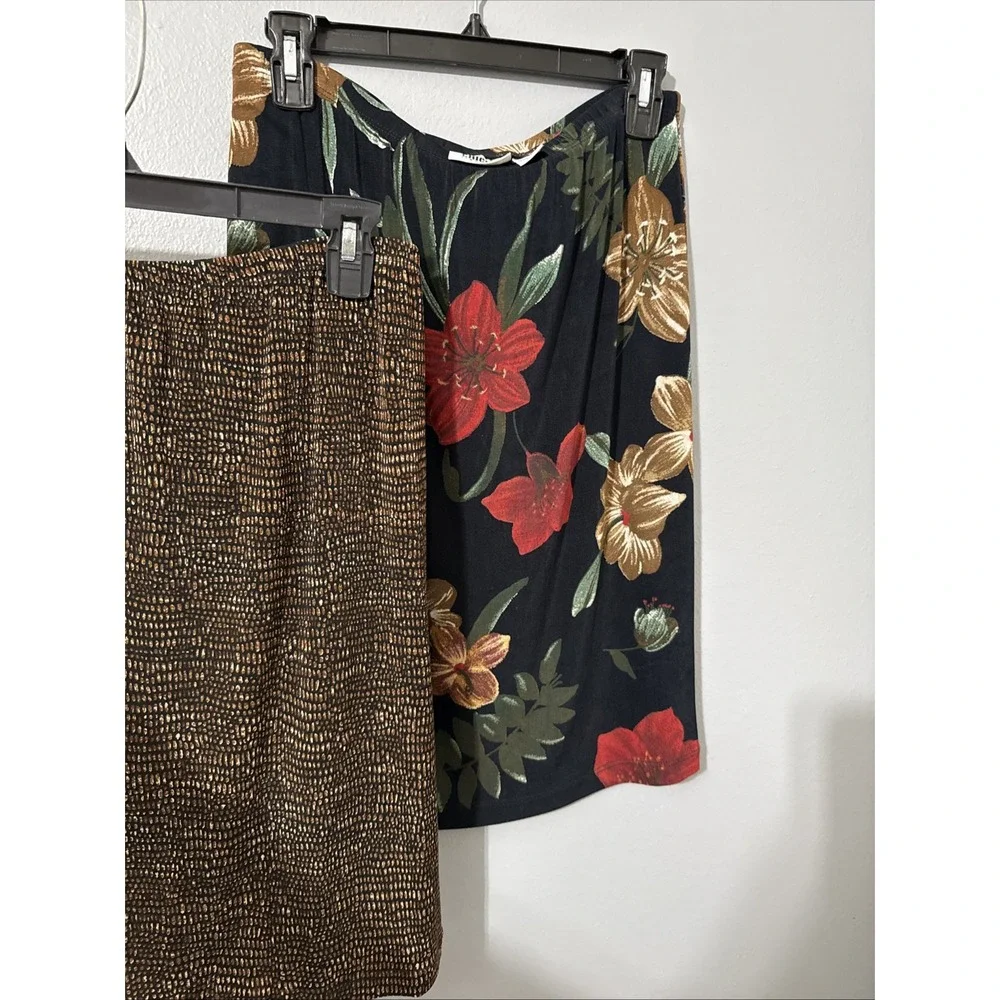 Vtg Women's Slinky Skirt Elastic Waist USA Lot Floral Animal 90s Chicos Stretchy